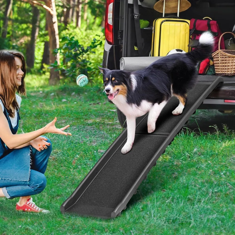 Folding Dog Ramp For Cars SUVs With Non Slip Rails