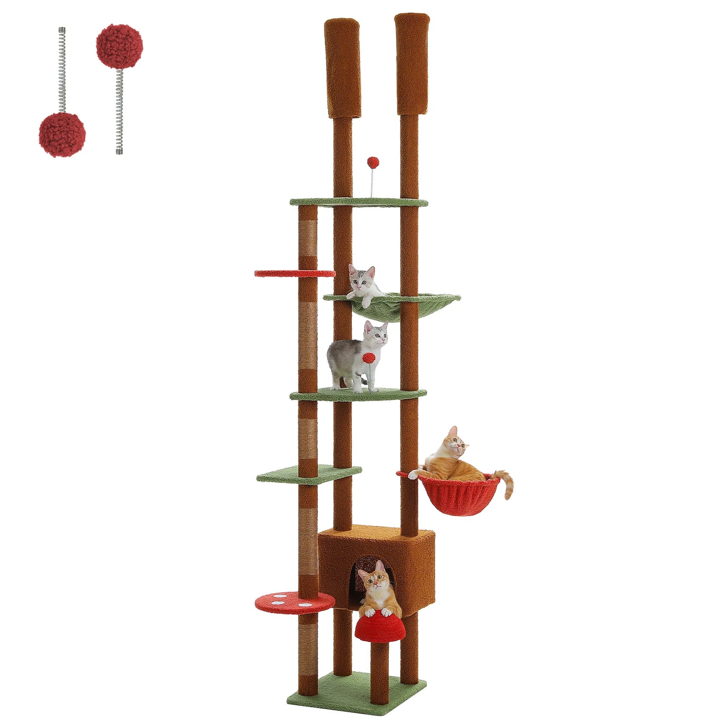 PAWZ Road Height Adjustable Wooden Cat Tree With Large Hammock