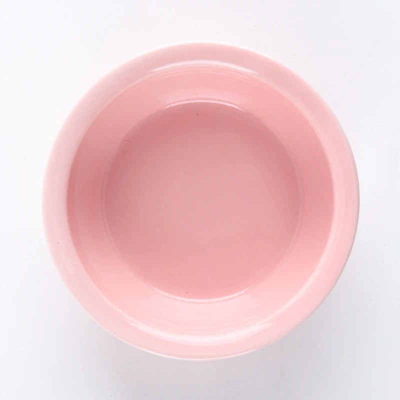 Ceramic Cat And Dog Food Bowl With Wooden Stand For Eating And Drinking