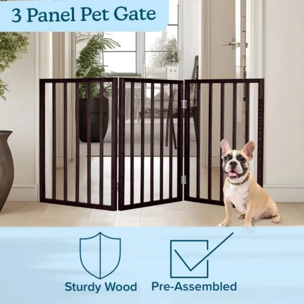 Wooden Freestanding Accordion Pet Gate For Doorways And Stairs