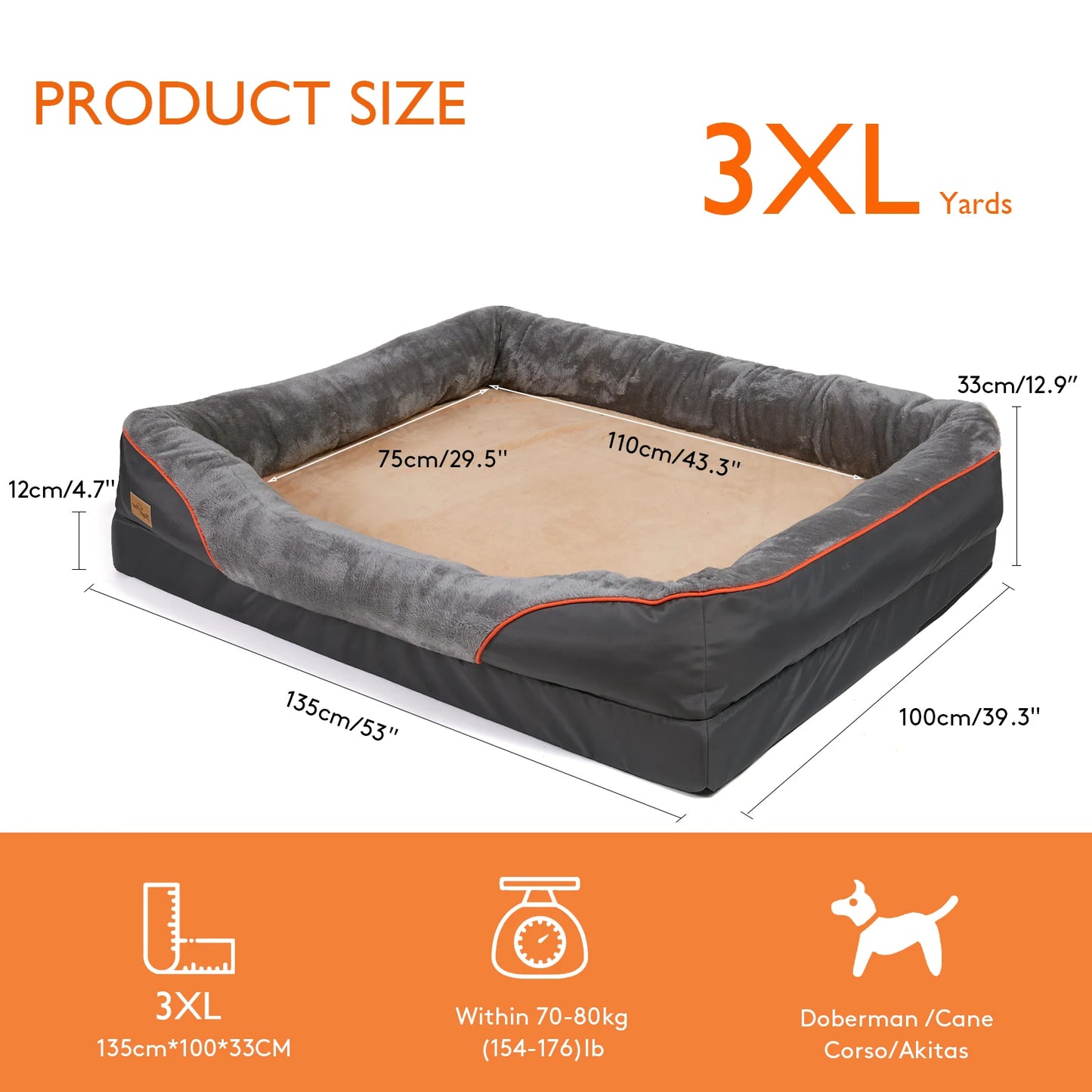 BINGOPAW Dog Bed With Anti Allergy Fleece Removable Cover Waterproof