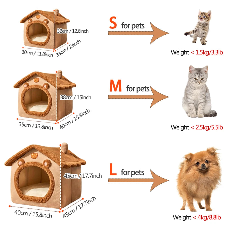 Foldable Pet House For Cats And Small Dogs Removable Bed