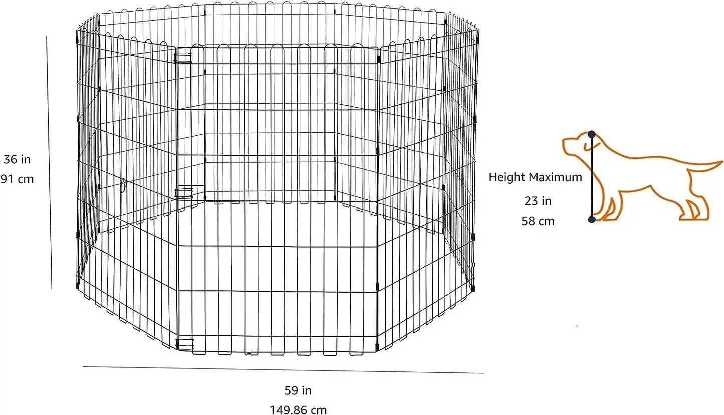 Foldable 8-Panel Metal Dog Playpen For Indoor And Outdoor Use