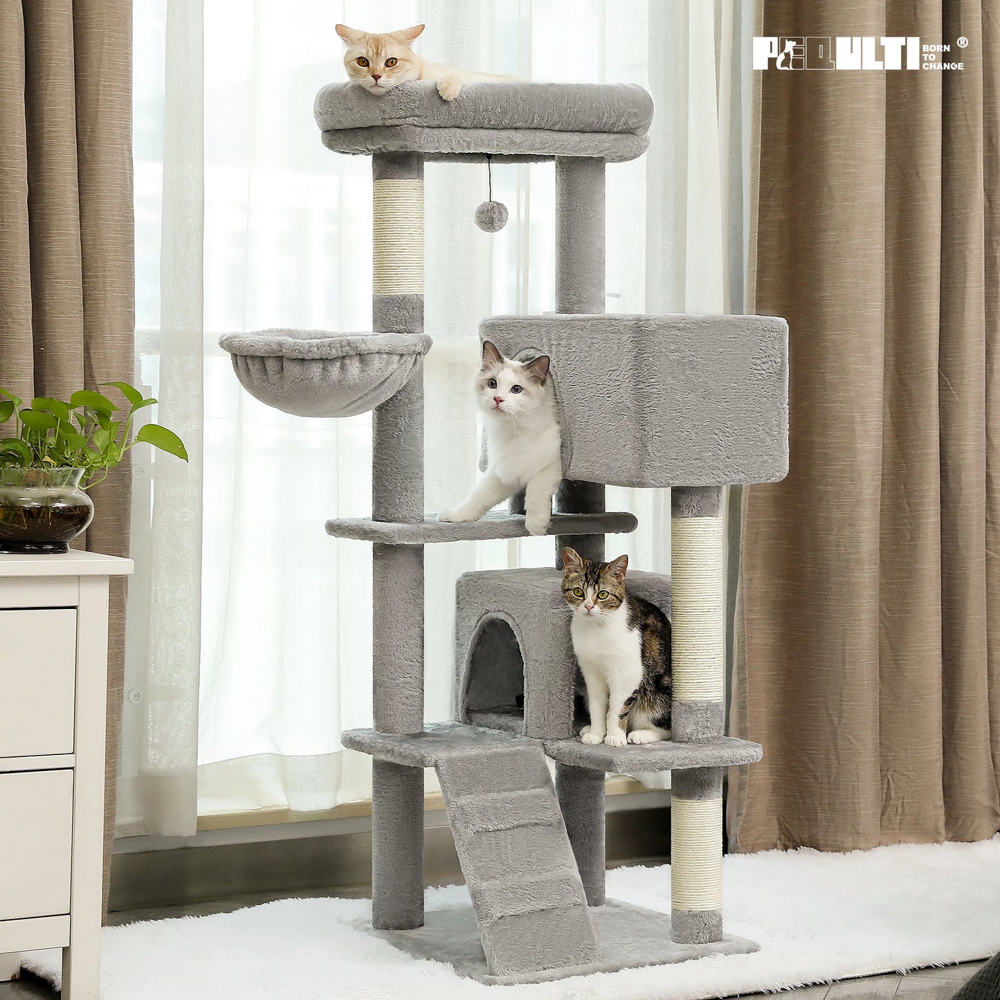 PAWZ Road Cat Tree With Toy Tower And Plushy Perch