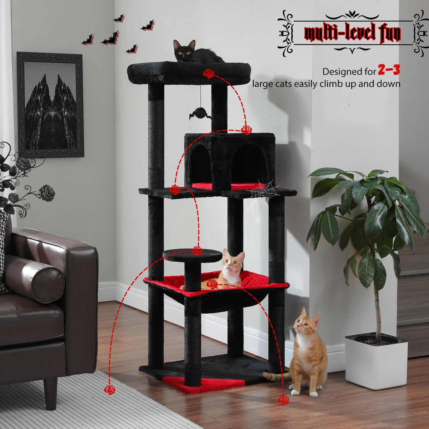PAWZ Road 5 Level Cat Tree Tower With Sisal Scratching Posts
