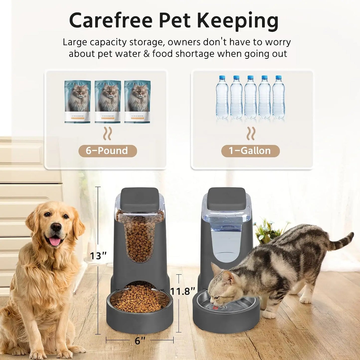 2-Pack Automatic Cat Feeder And Water Dispenser For Pets
