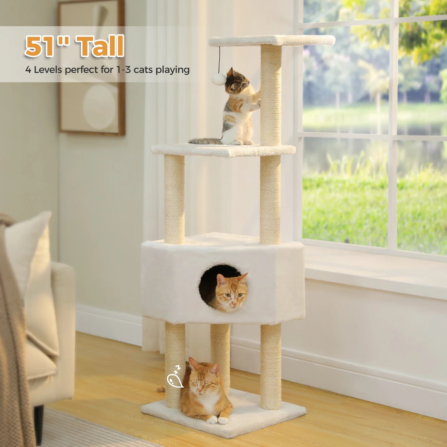 PAWZ Road Cat Tree With Toy Tower And Plushy Perch