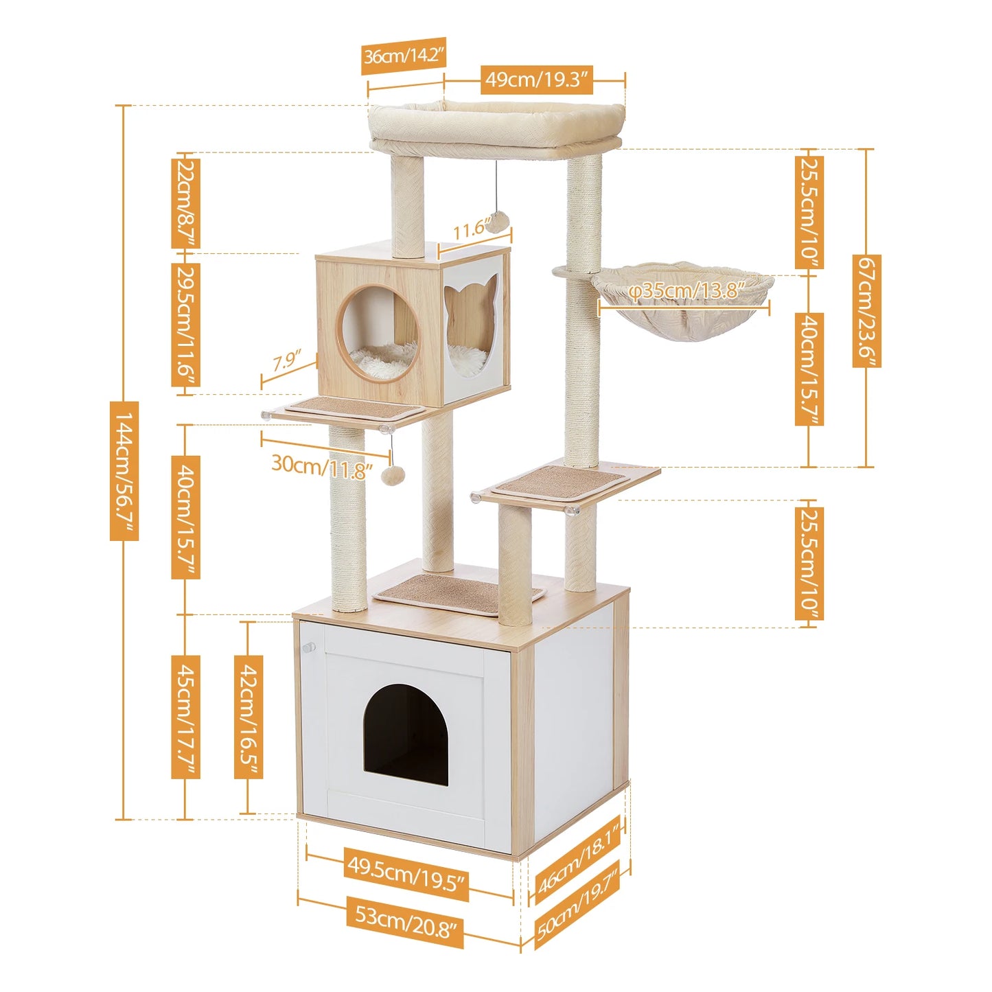 PAWZ Ro Multilevel Cat Tree With Scratching Posts And Toys