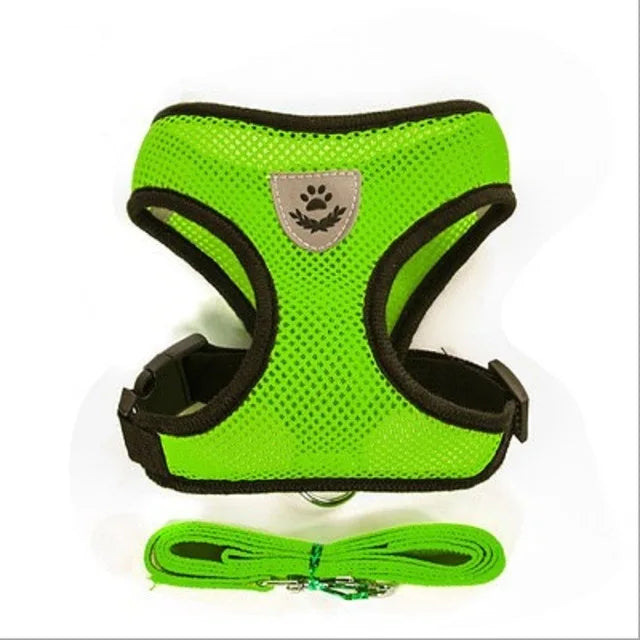 Adjustable Mesh Cat And Dog Harness With Leash Reflective