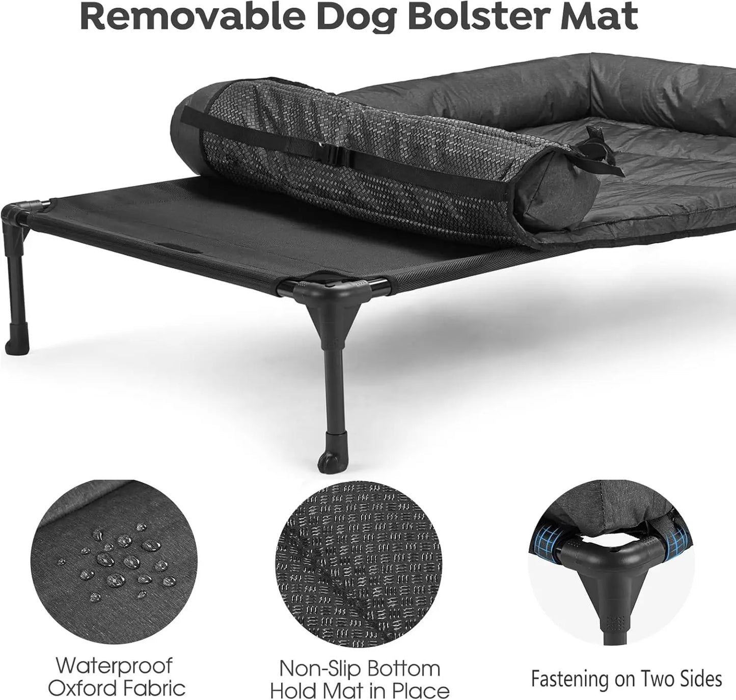 Cooling Elevated Dog Bed With Removable Waterproof Bolster Cushion Mat