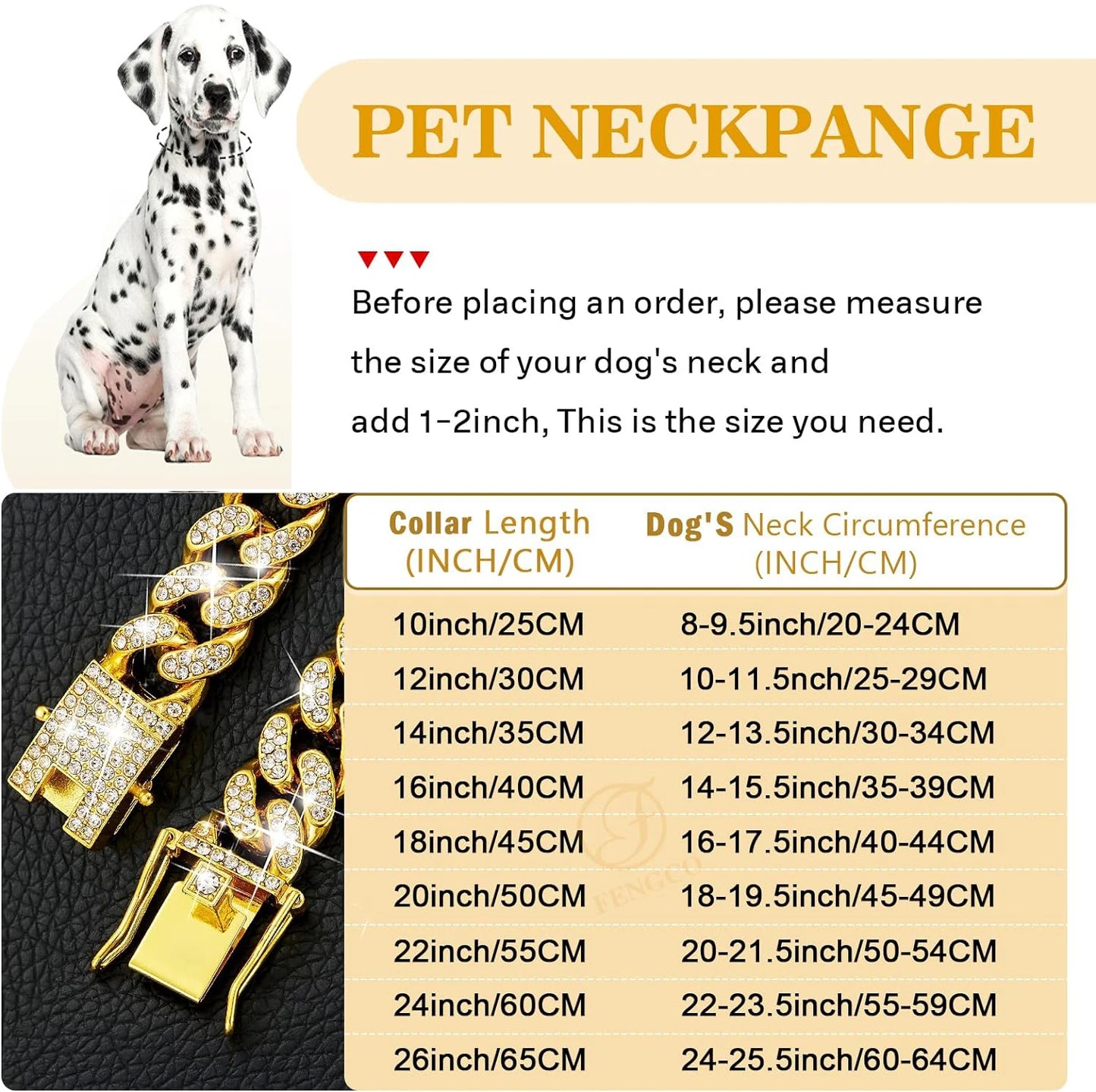 Luxury Gold Dog Chain Collar For Dogs And Cats Jewelry