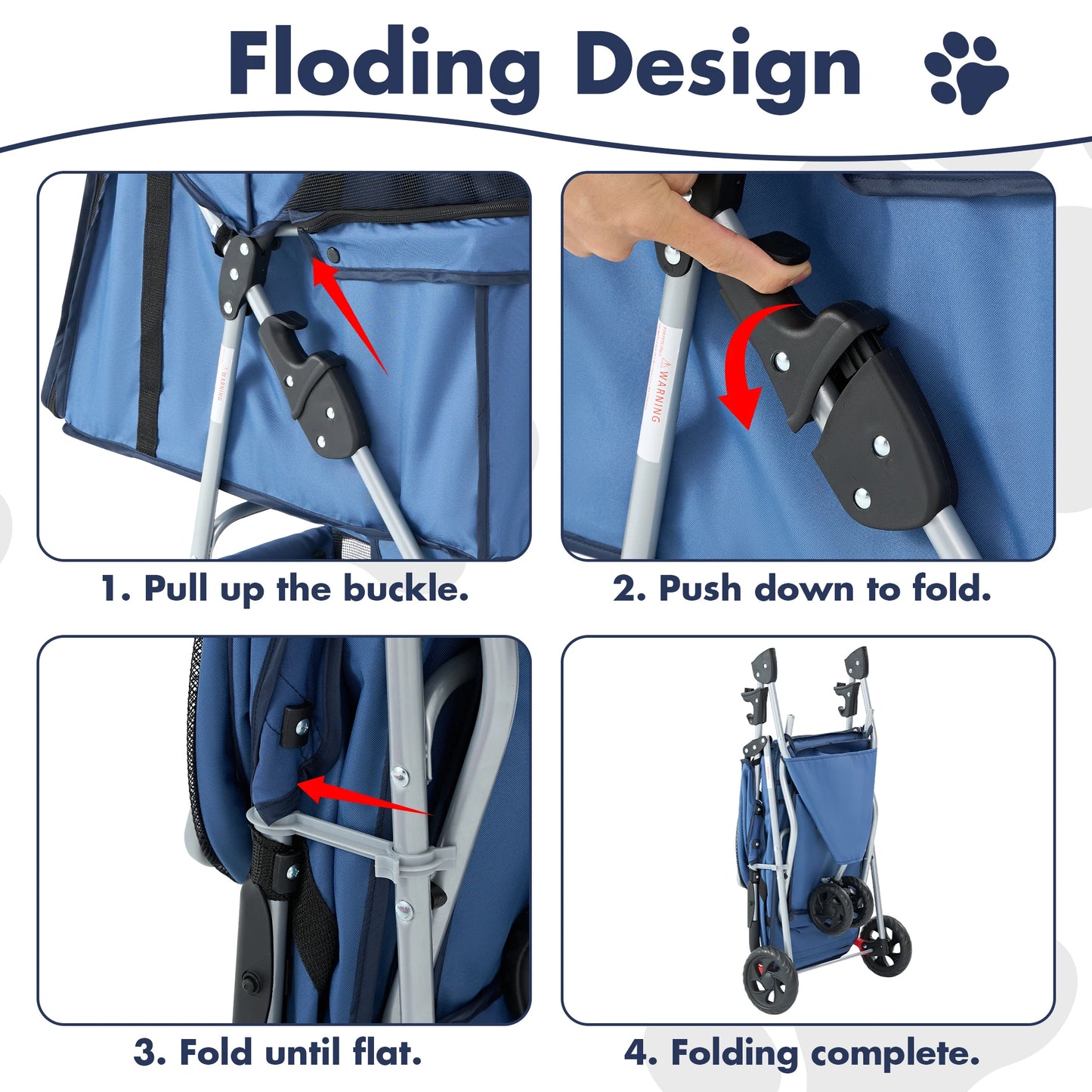 Three-Wheel Folding Pet Stroller For Small Dogs And Cats