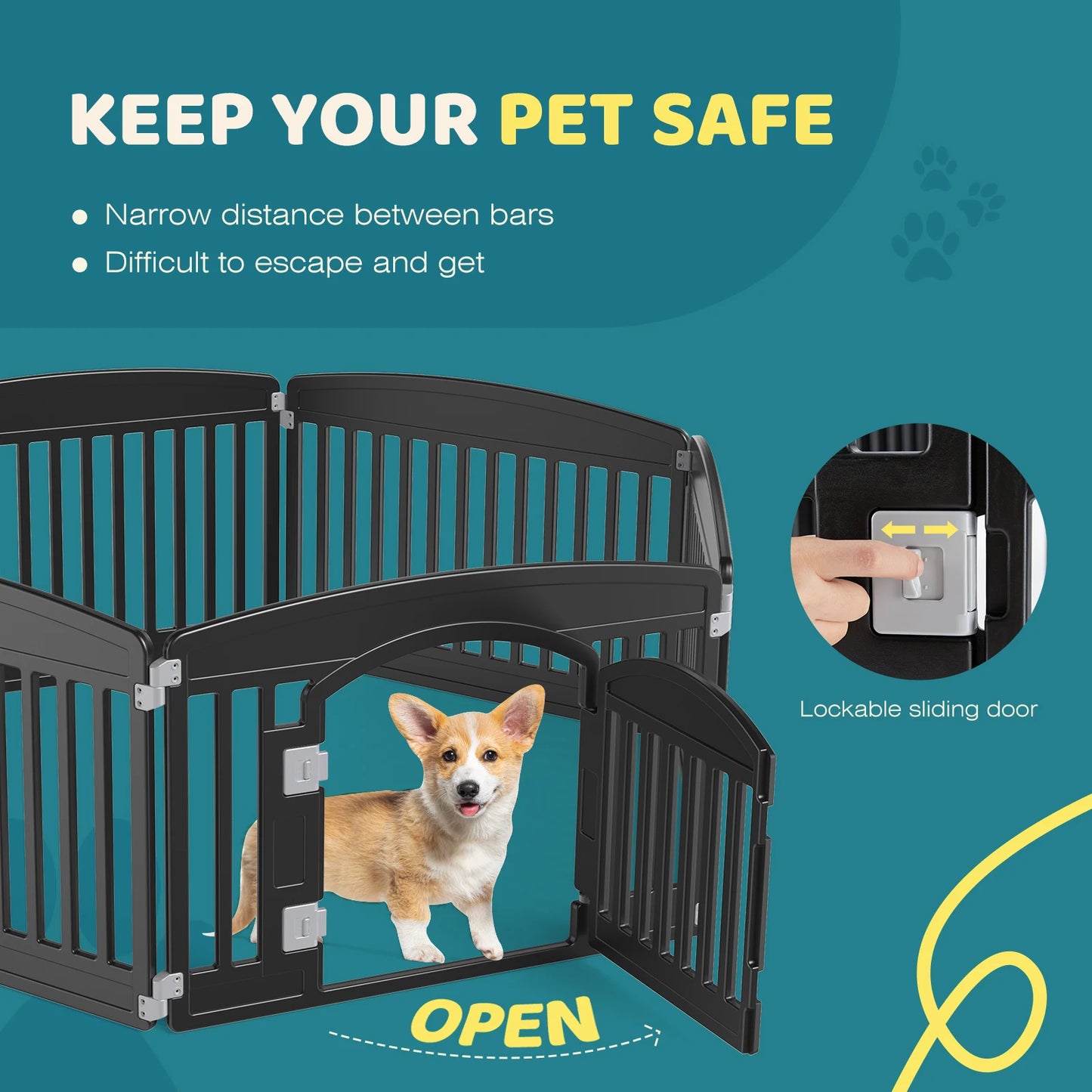 JHK Plastic Dog Playpen Six Panel Foldable Pet Fence