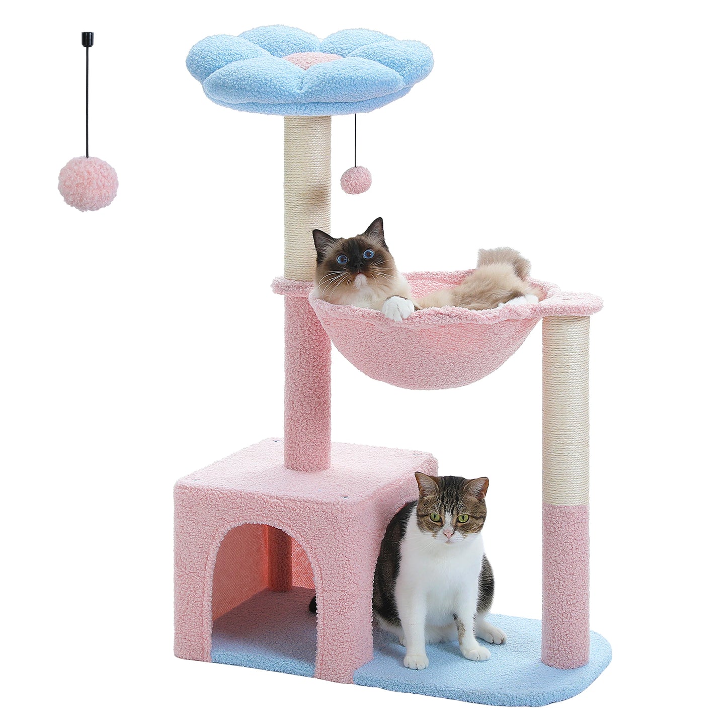 PETEPELA Cat Tree With Metal Frame Hammock Sisal Scratching Posts