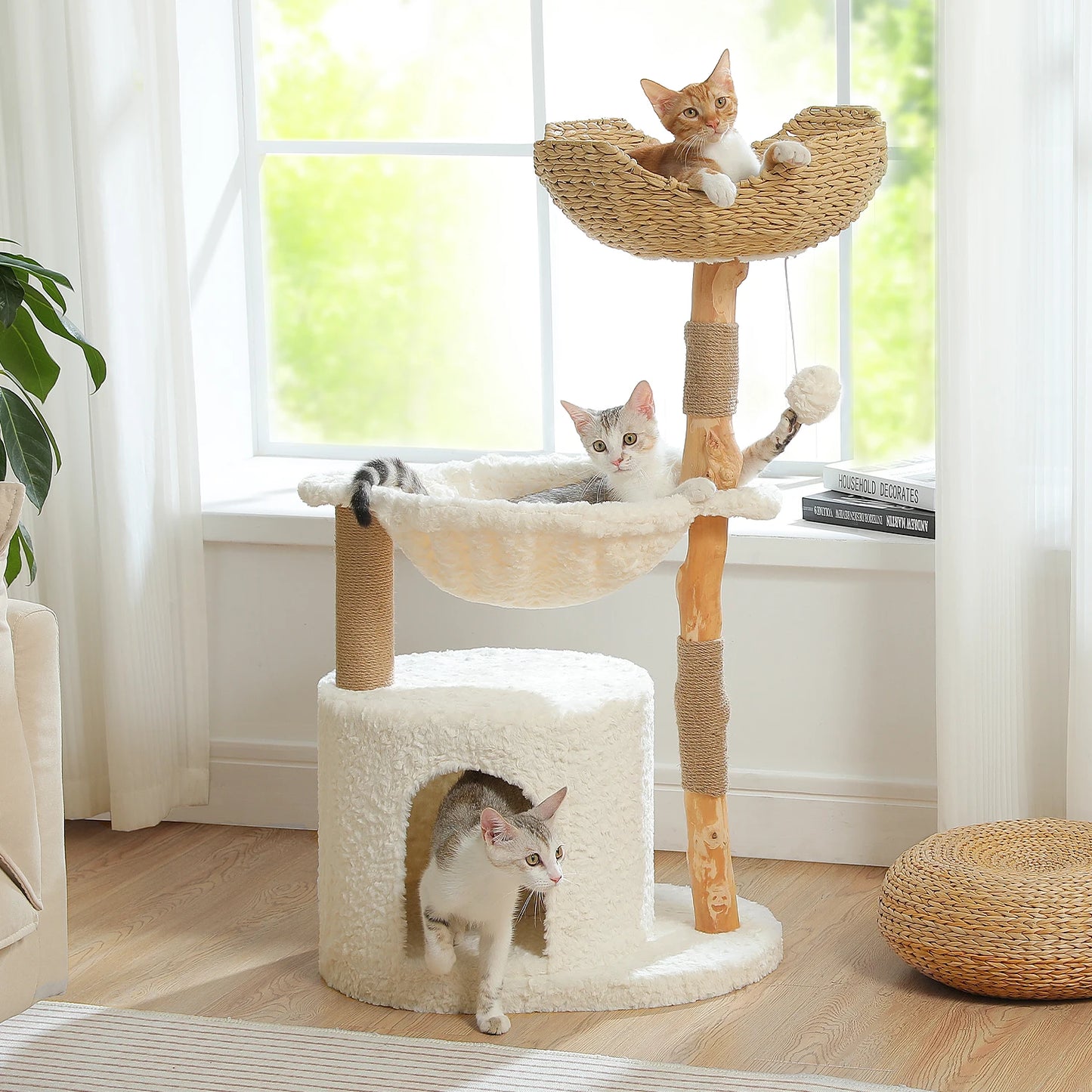 PAWZ Road Modern Cat Tree Tower With Natural Scratching Posts
