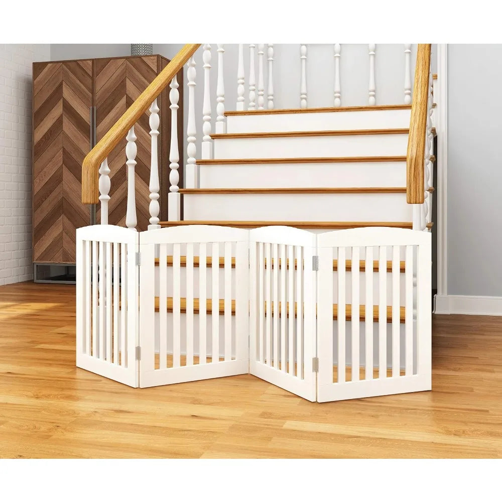 Freestanding Foldable Wooden Pet Gate For Dogs Indoor Use