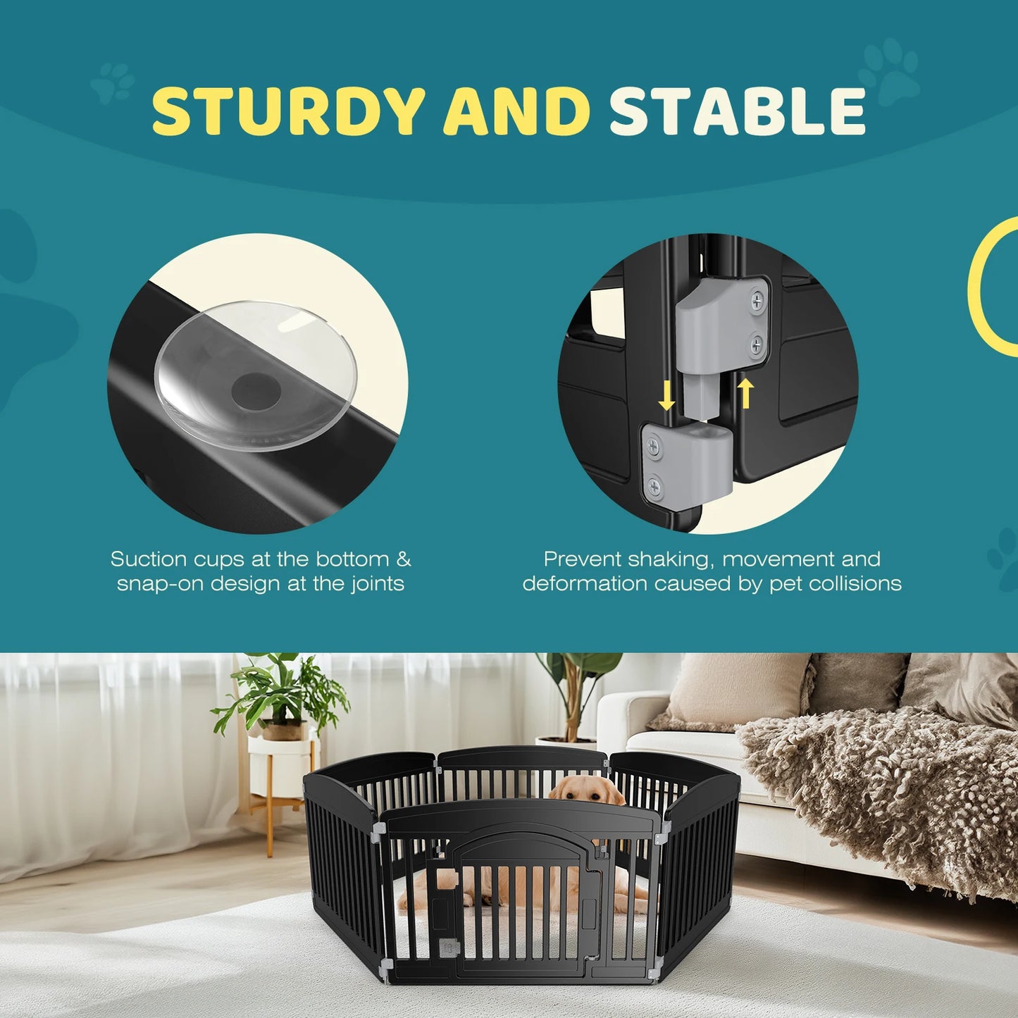 JHK 6 Panel Plastic Dog Playpen Expandable Indoor Outdoor Use