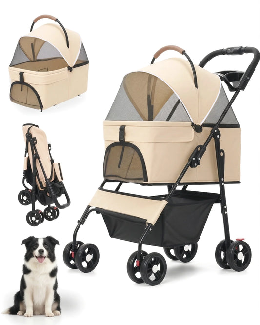 Cabusatly 2 In 1 Pet Stroller With Removable Carrier For Small Dogs And Cats