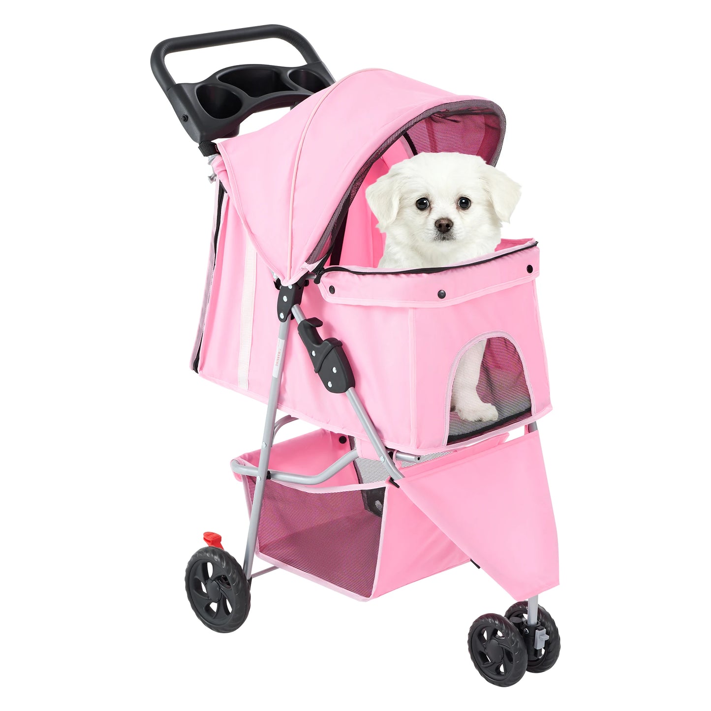 Three-Wheel Folding Pet Stroller For Small Dogs And Cats