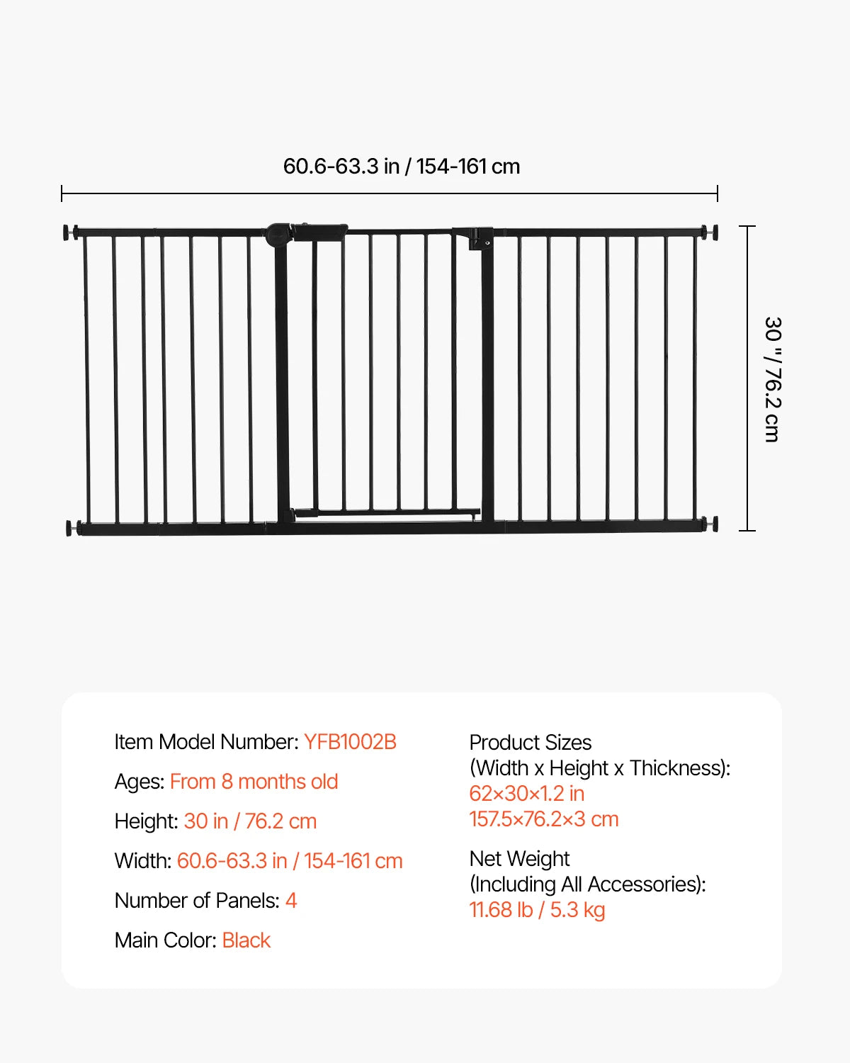 SucceBuy Baby Gate Pressure Mount Walk-Through For Easy Security