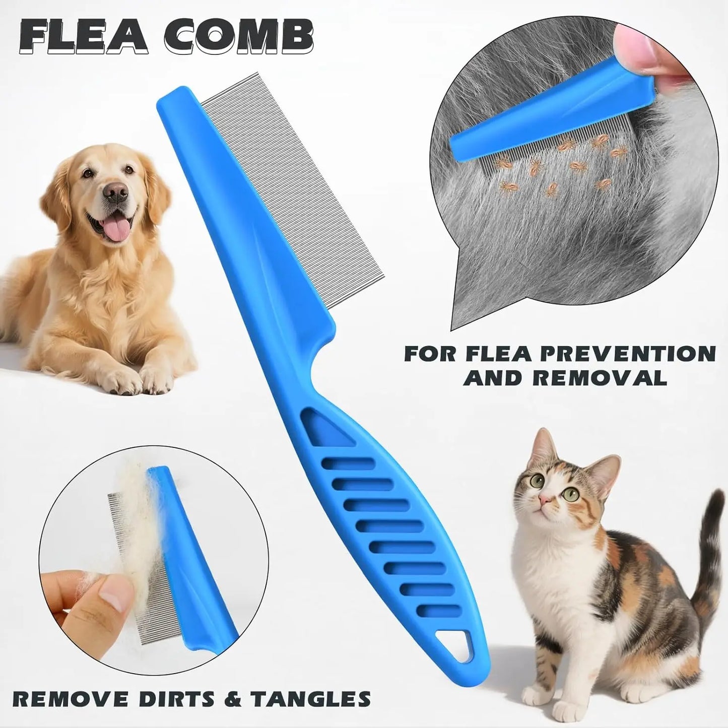 Pet Grooming Kit Rake Comb And Flea Comb Dogs Cats