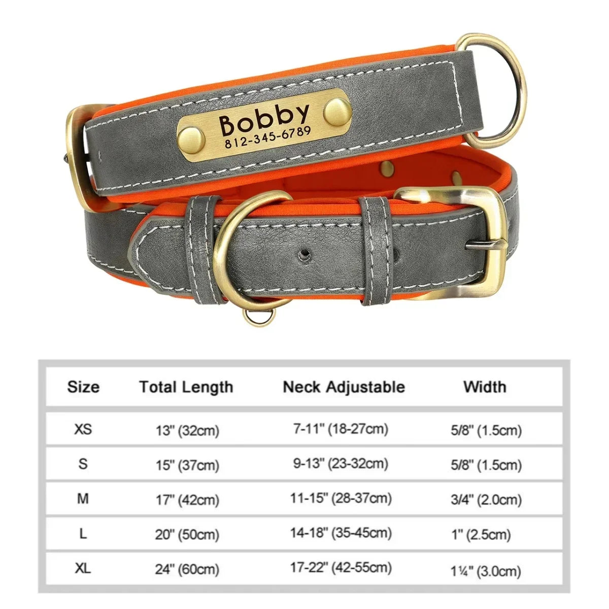 COOYOMOO Personalized Leather Dog Collar With Engraving And Padded Nameplate