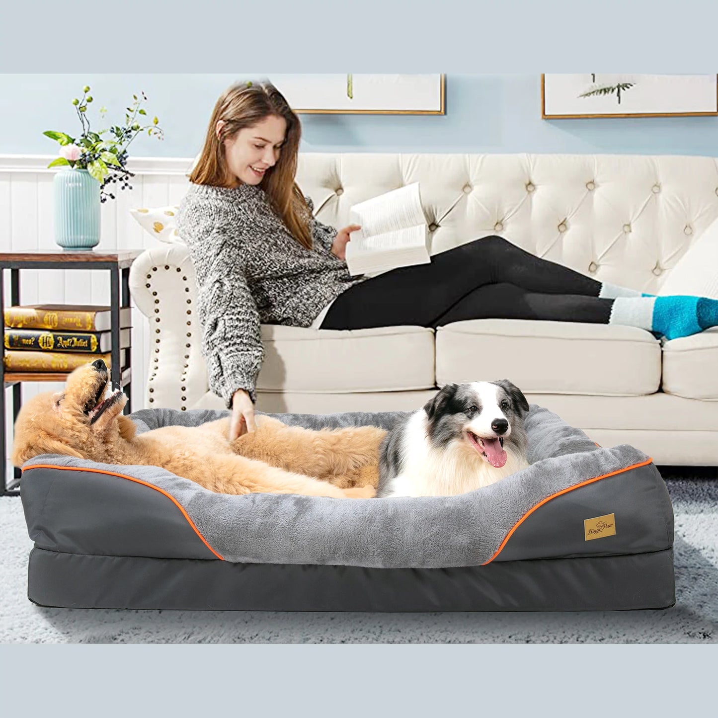 BINGOPAW Dog Bed With Anti Allergy Fleece Removable Cover Waterproof