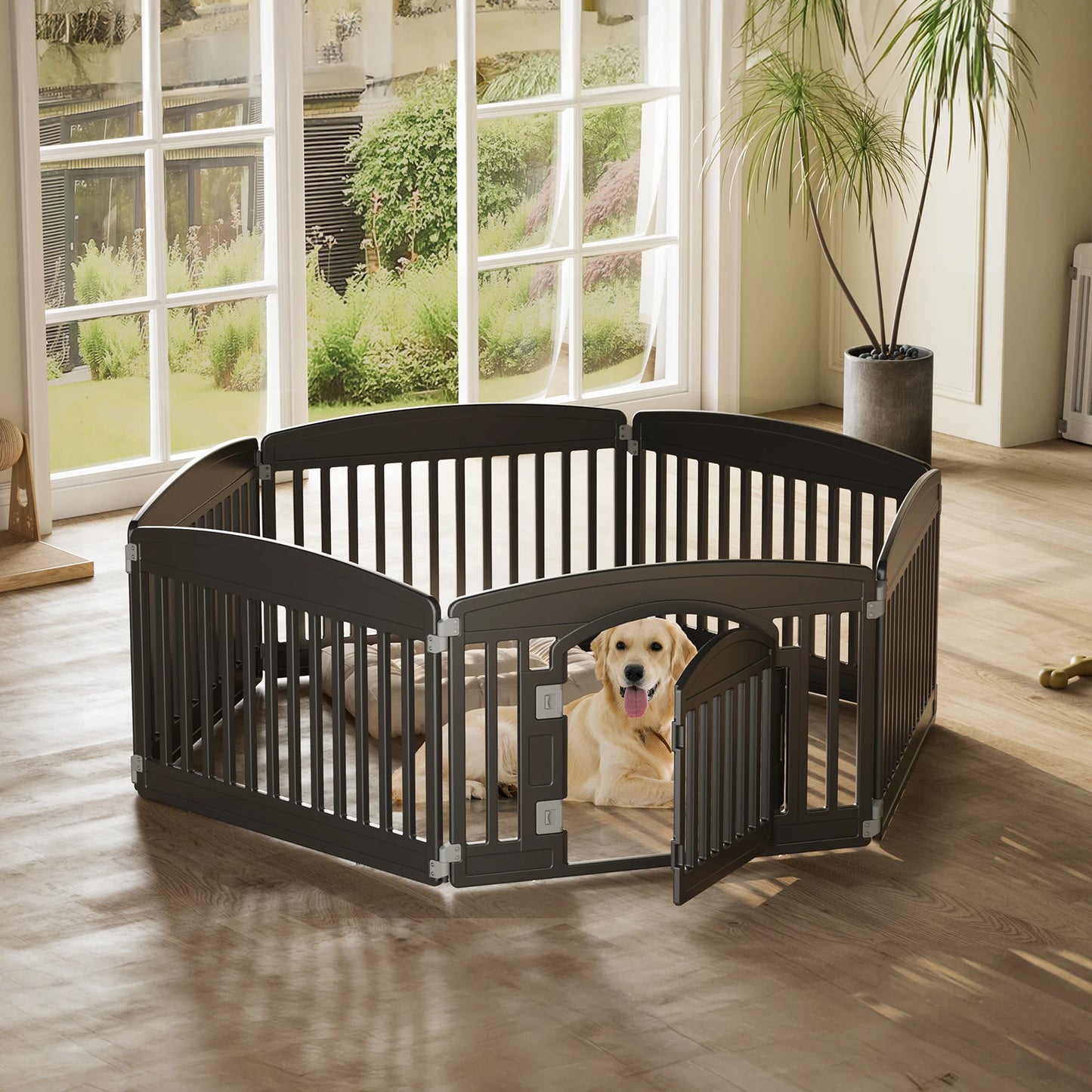JHK 6 Panel Plastic Dog Playpen Expandable Indoor Outdoor Use
