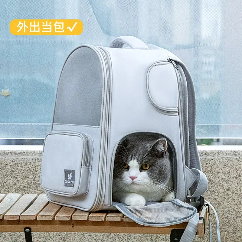 Breathable Cat Carrier Backpack Expandable Travel Bag