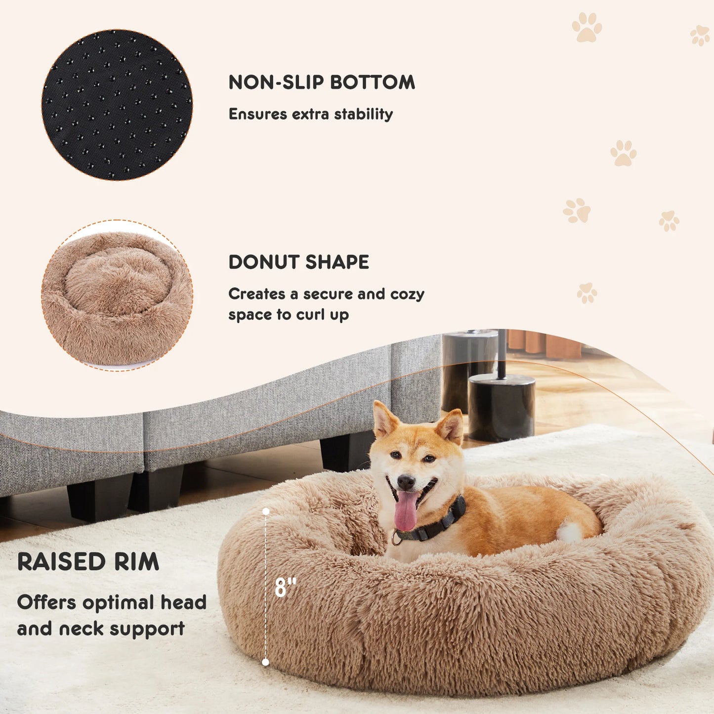 JHK Calming Dog Bed For Medium To Large Dogs Washable Non Slip