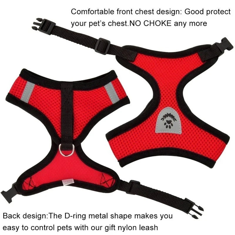 Adjustable Mesh Cat And Dog Harness With Leash Reflective
