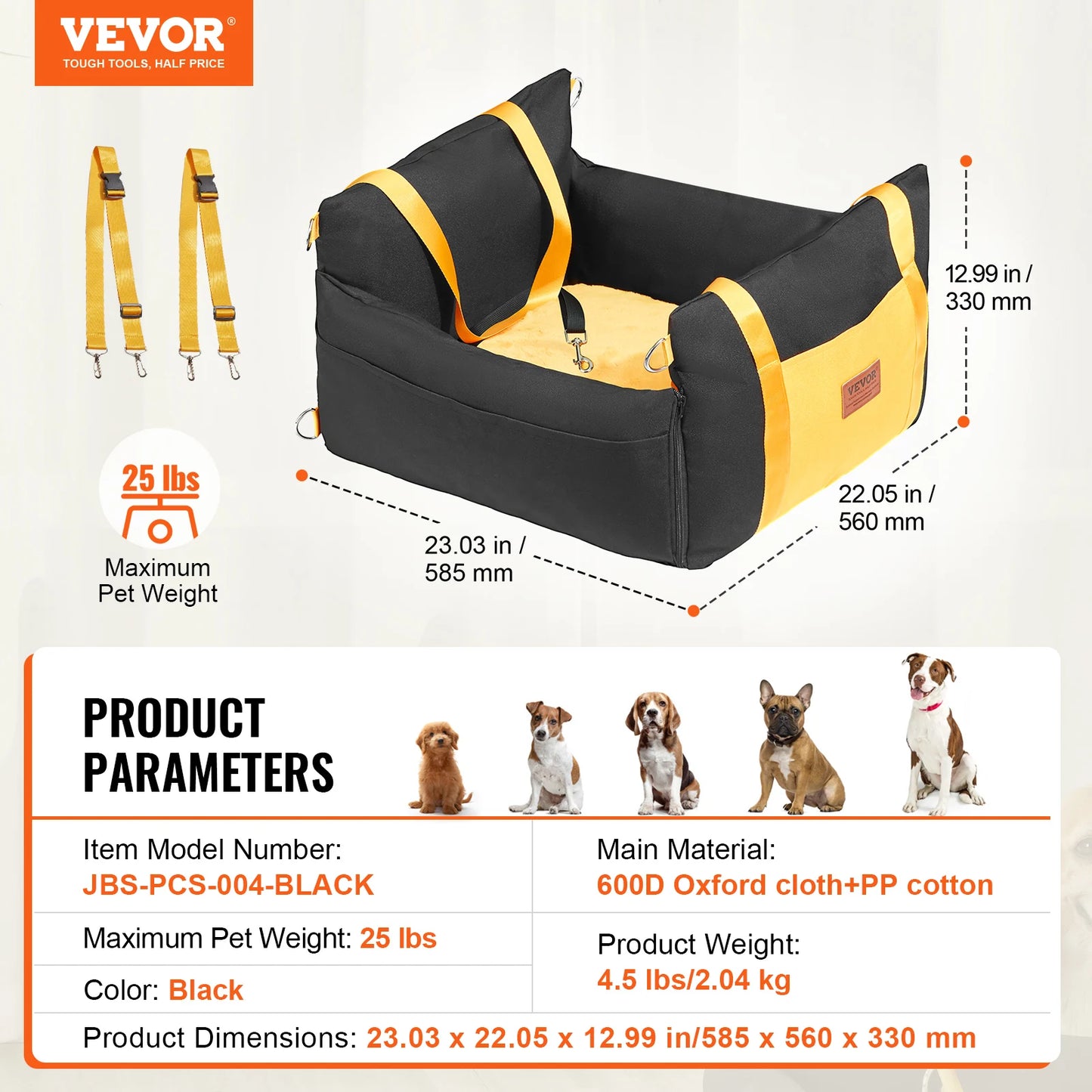 SucceBuy Dog Car Seat Waterproof Booster With Clip On Leash