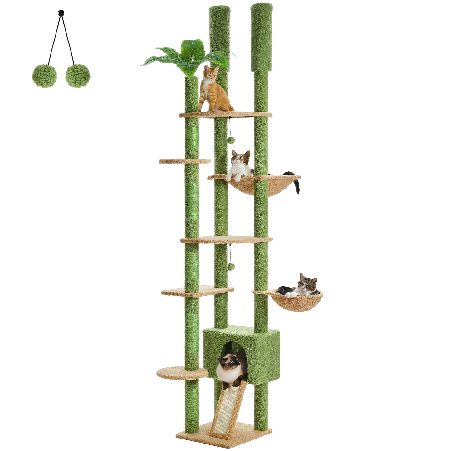 PAWZ Road Height Adjustable Wooden Cat Tree With Large Hammock