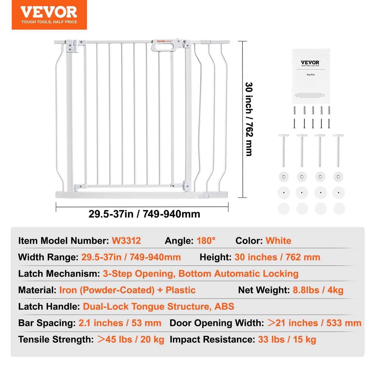 SucceBuy Baby Gate Doorways Walk Through Pressure Mount Security Gate