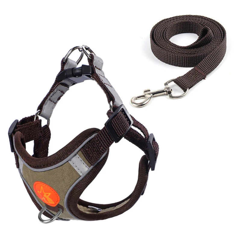 Nylon Reflective Dog Harness Vest Soft Mesh For Walking And Traction Rope