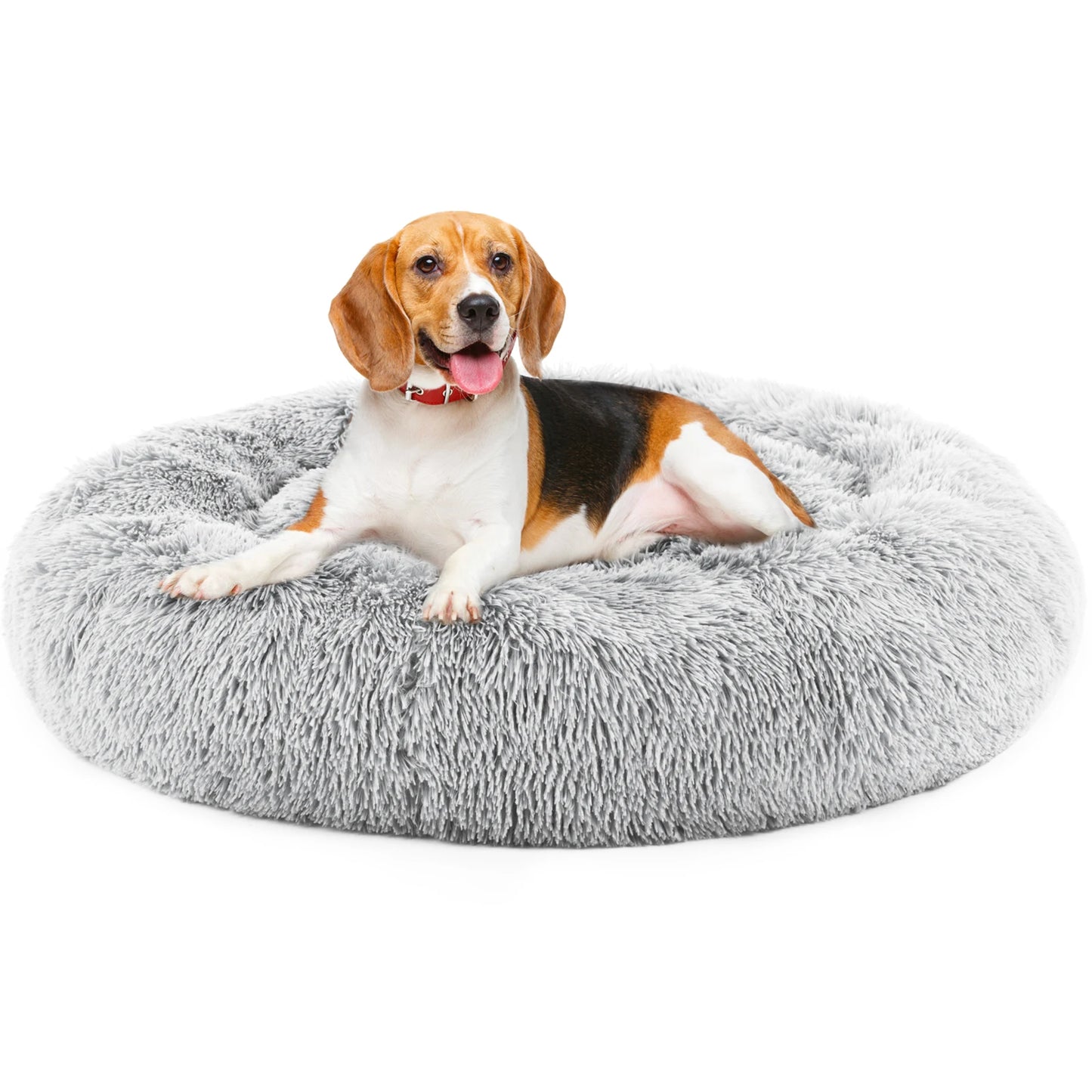 JHK Calming Round Dog Bed With Anti-Slip Plush Faux Fur