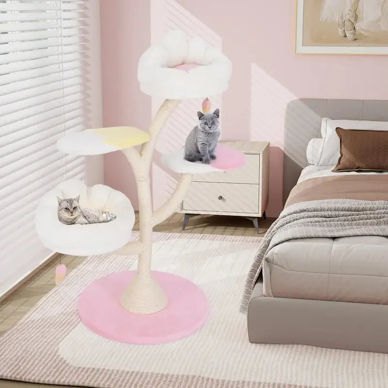 Five-Layer Cat Tree Tower With Perches And Platforms