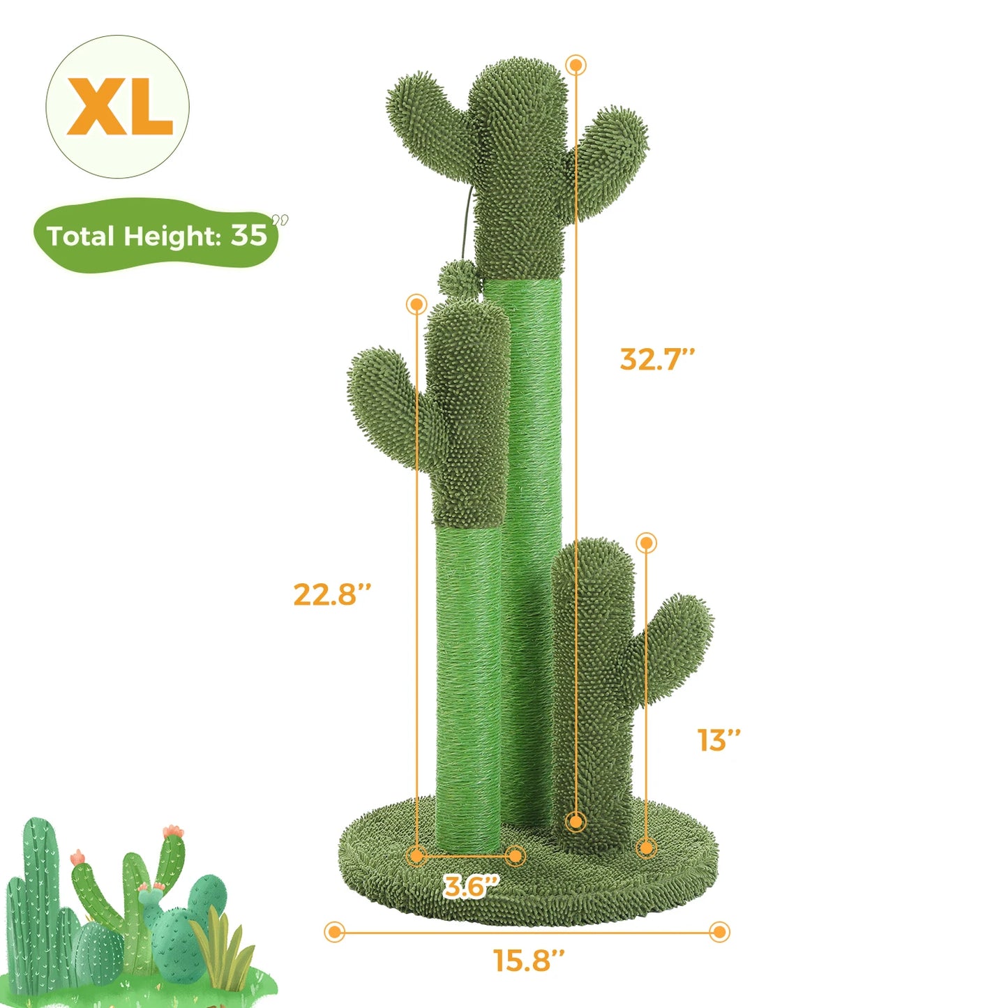 PEQULTI Cactus Cat Tree With Cozy Condo And Hammock