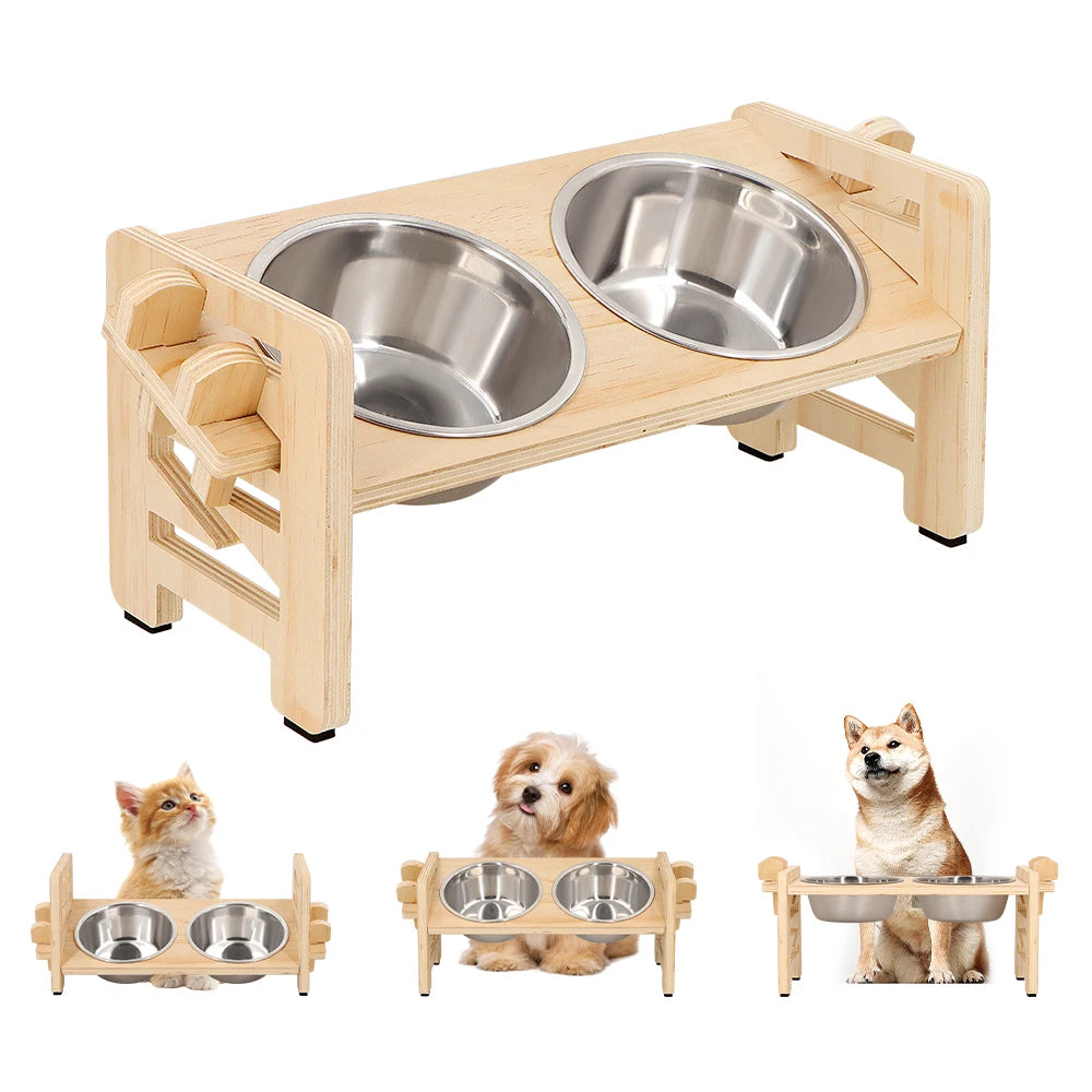 Elevated Dog And Cat Bowls With Adjustable Tilt Stand