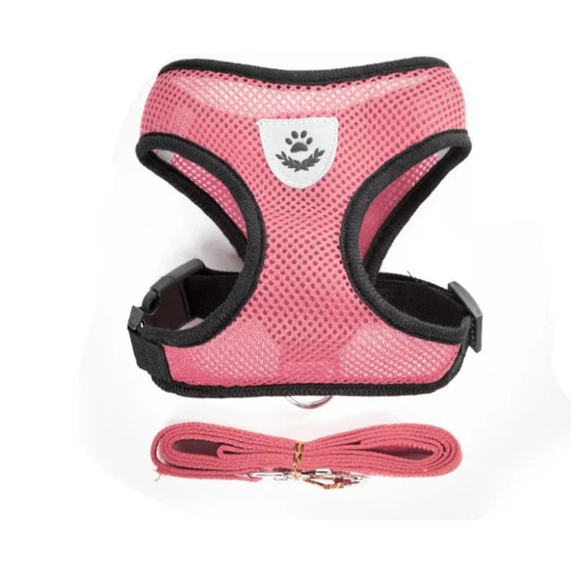 Adjustable Cat And Dog Harness With Leash Reflective Mesh Vest