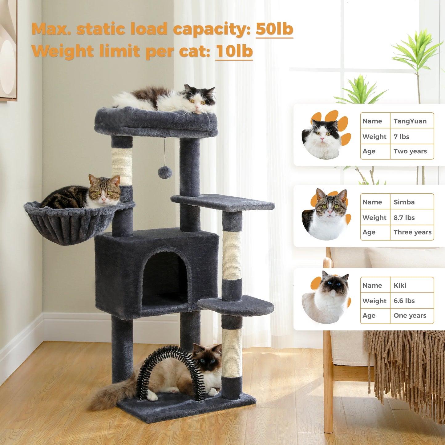 PAWZ Road Cat Tree Tower Condo With Plush Perch Posts