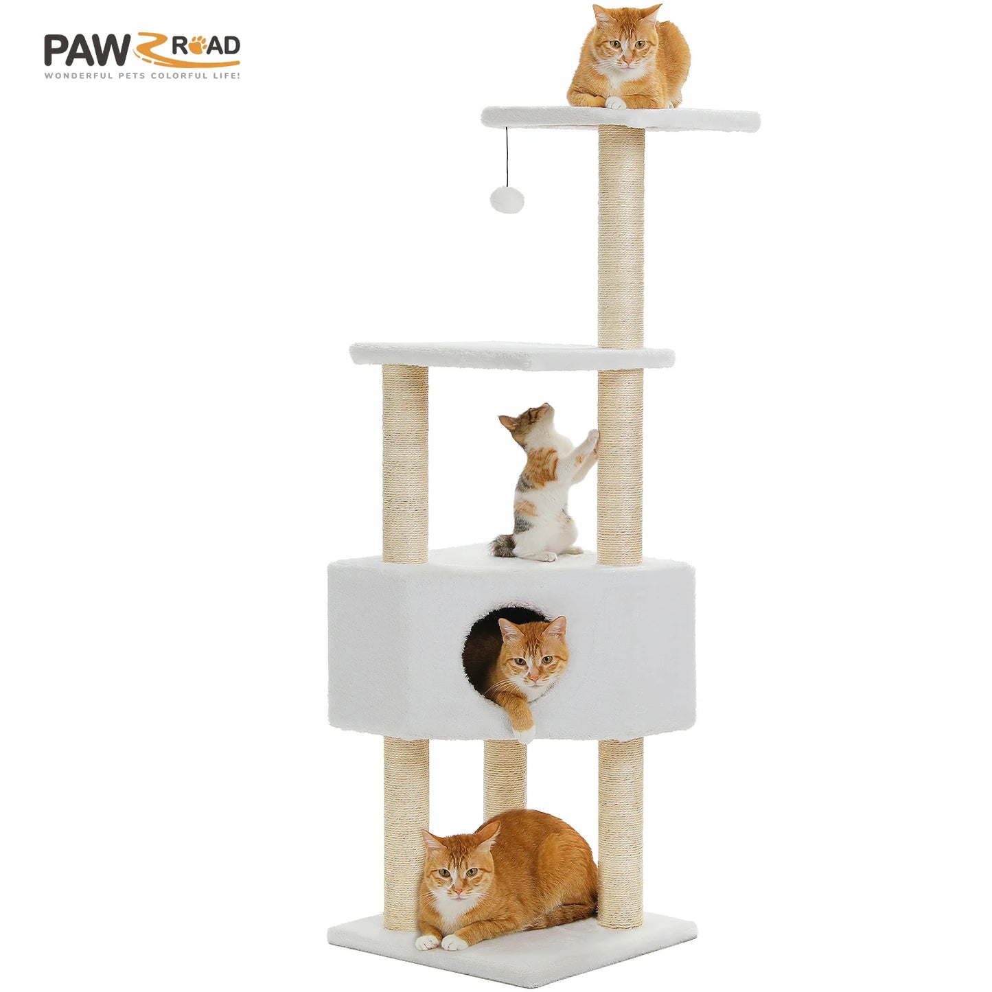 PAWZ Road Cat Tree With Toy Tower And Plushy Perch