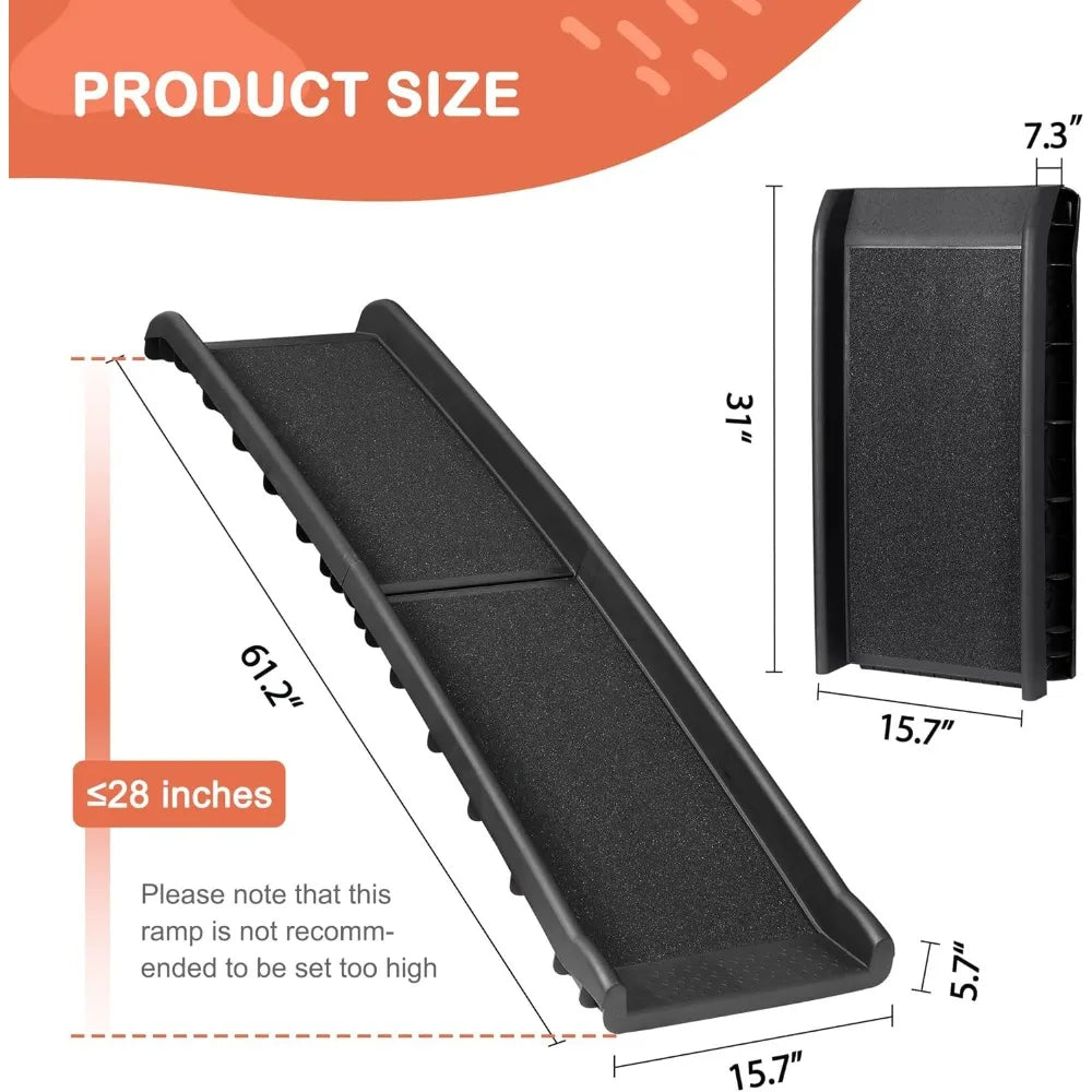 Folding Dog Ramp For Cars SUVs With Non Slip Rails