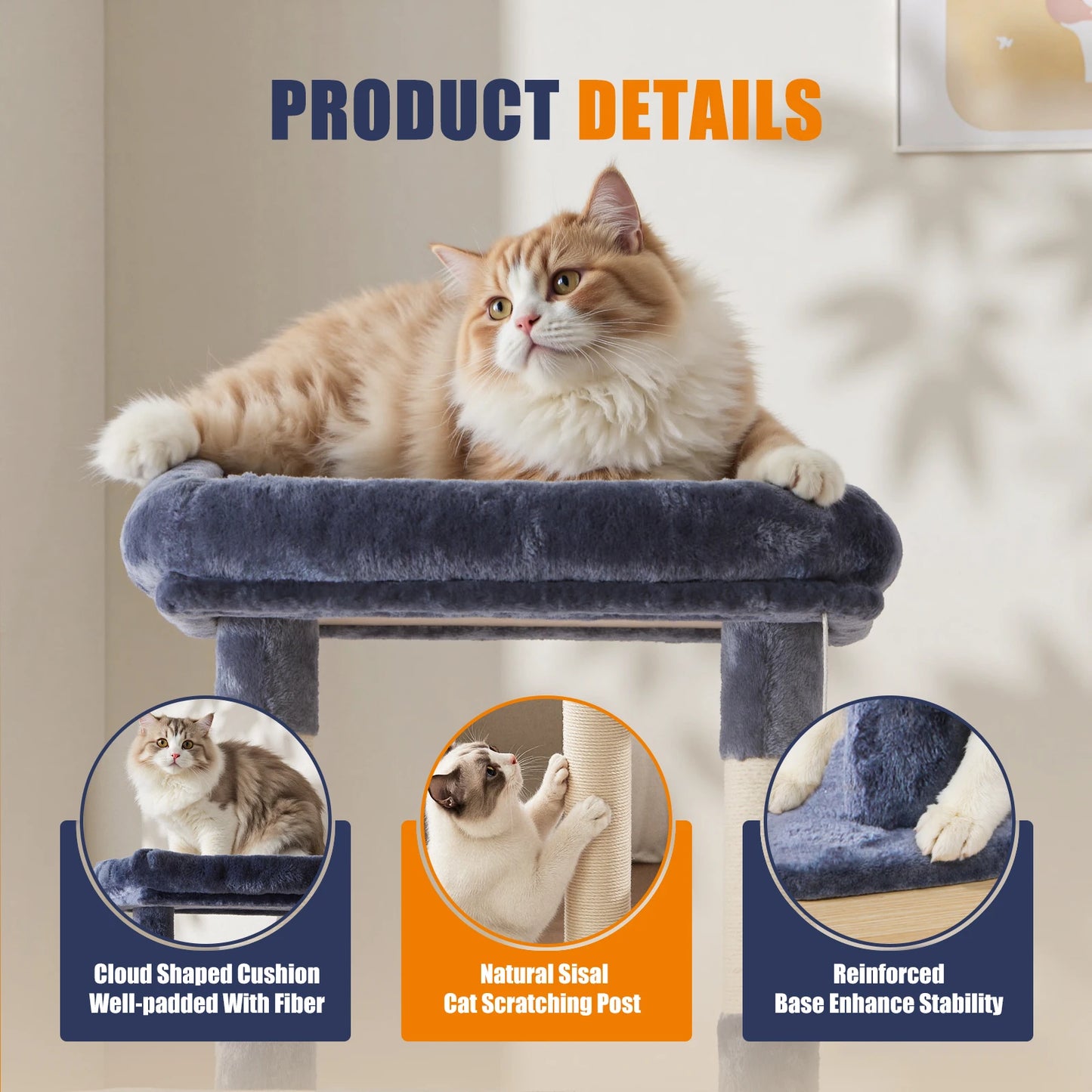 JHK Cat Tree Tower For Indoor Multi-Cat Scratching And Climbing