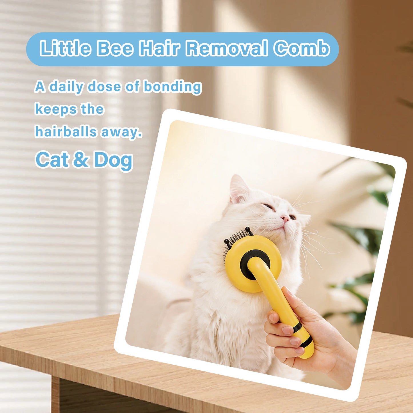 Bee Shaped Silicone Tip Hair Removal Comb For Dogs Ergonomic Handle