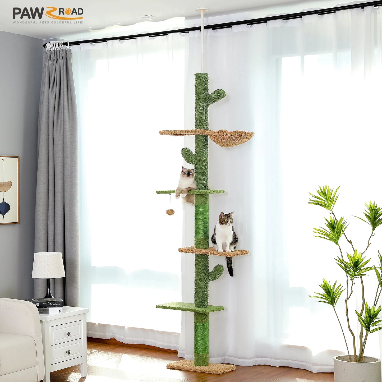 PAWZ Road Cat Tree 5 Tier Floor To Ceiling Tower With Hammock