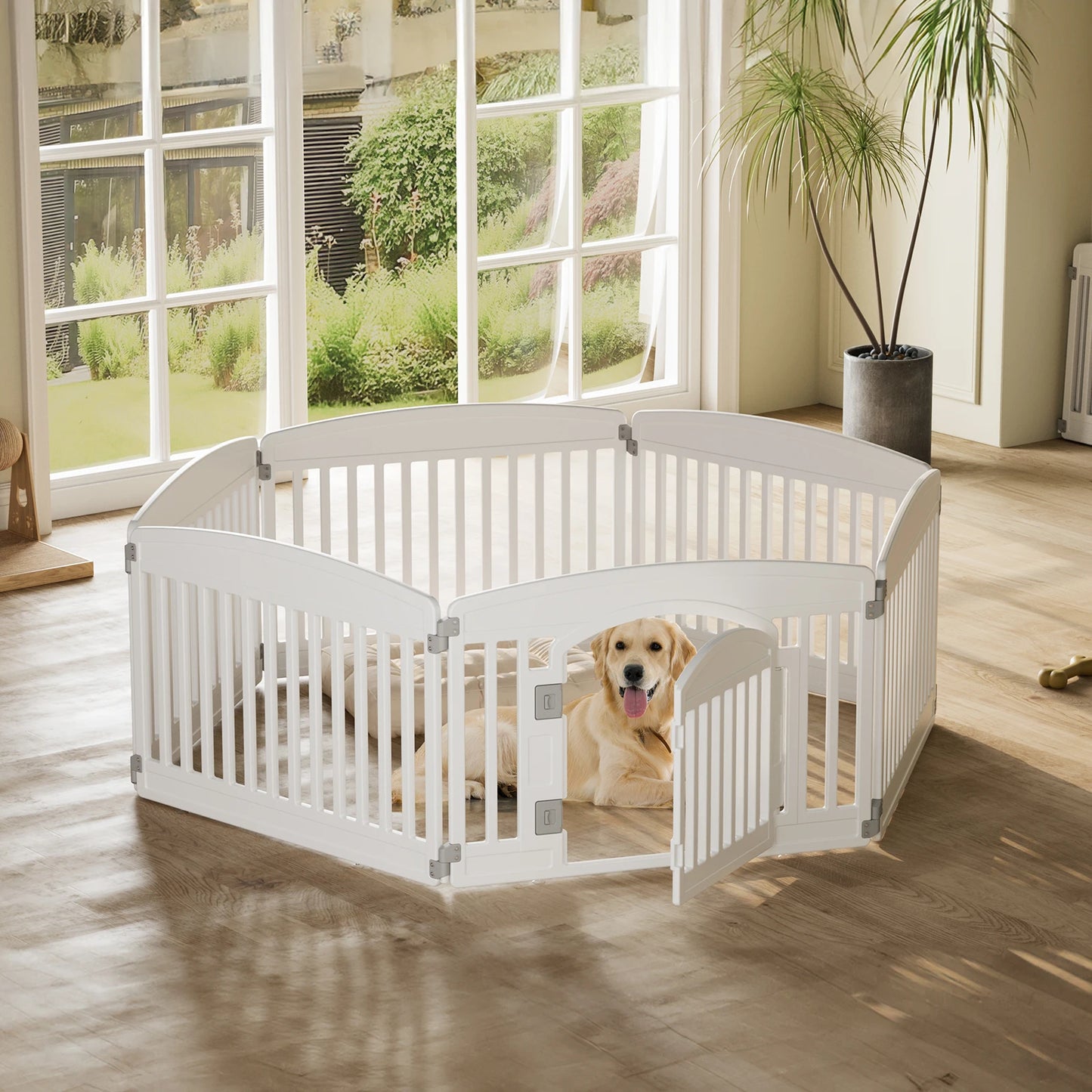 JHK Plastic Dog Playpen Expandable Portable Fence For Dogs