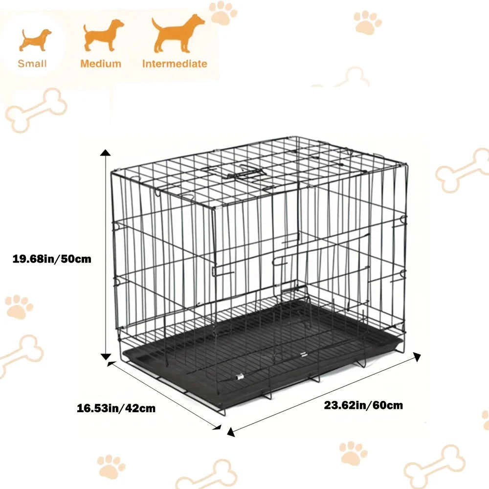 Durable Foldable Metal Pet Cage With Leakproof Tray For Travel