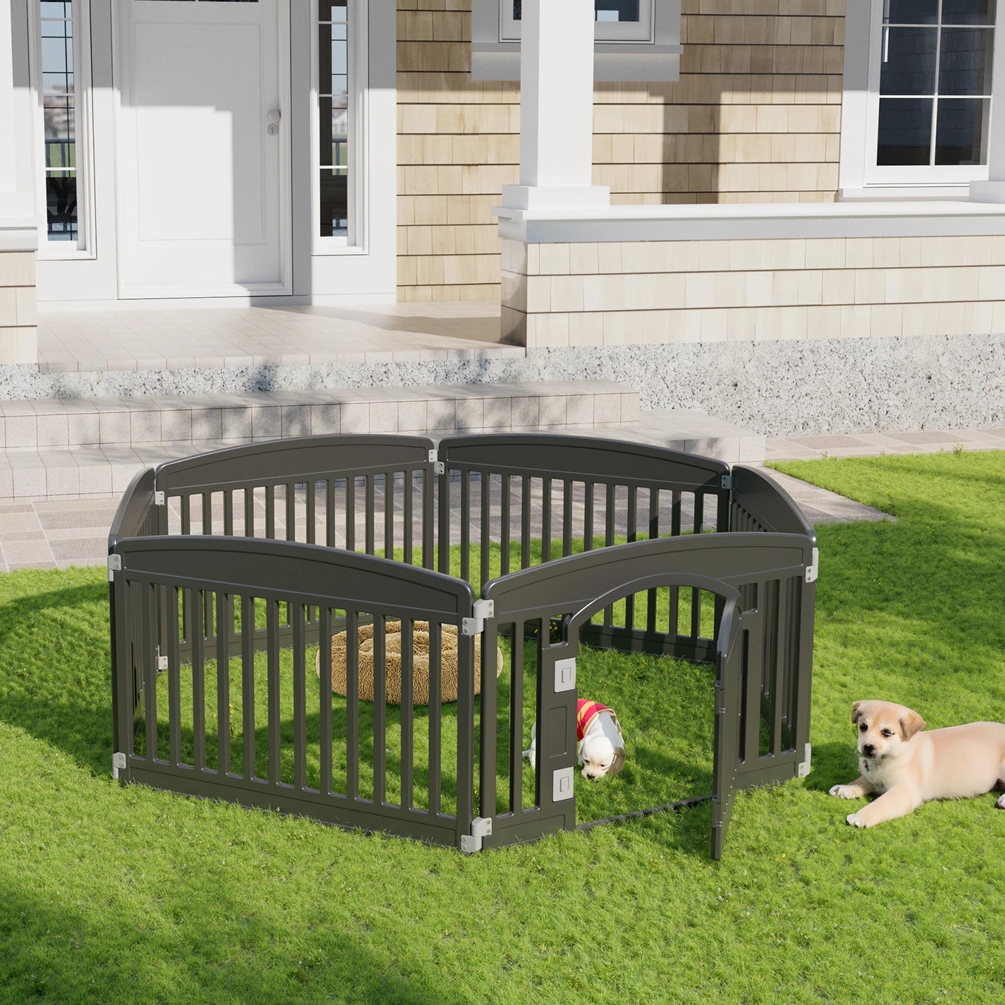 JHK Plastic Dog Playpen Expandable Portable Fence For Dogs