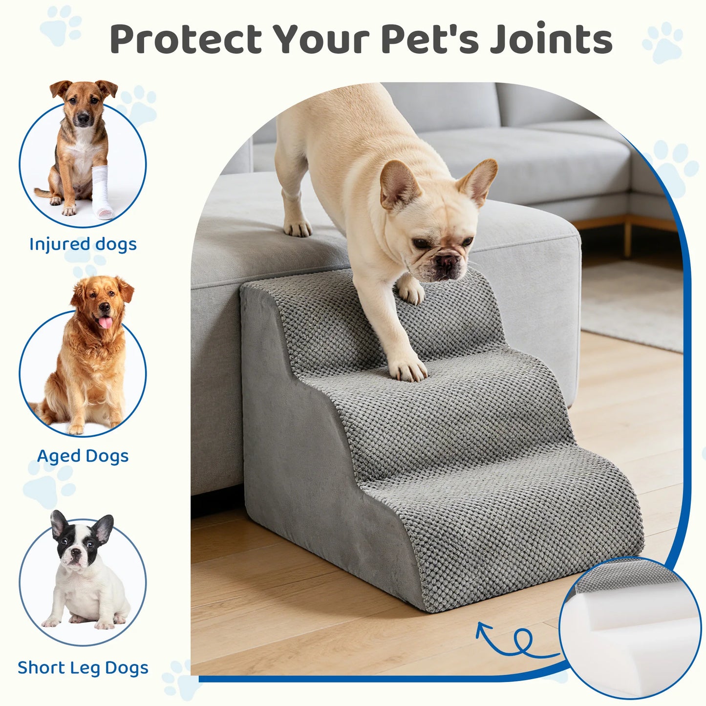 Curved Foam Dog Stairs Ramp For Dogs Non Slip Indoor